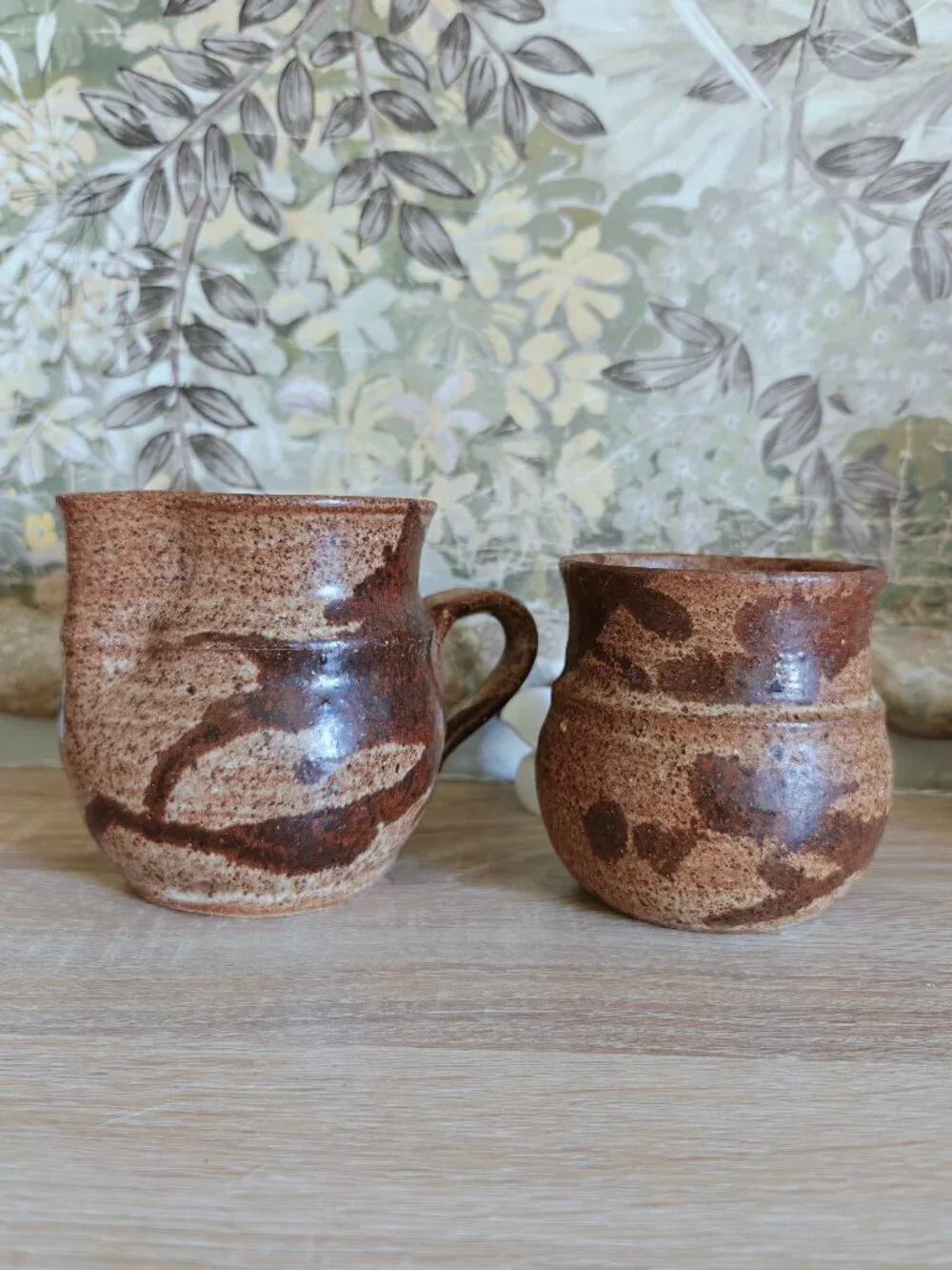 Vintage Signed MW Studio Pottery Creamer & Sugar Bowl Set Wabi Sabi